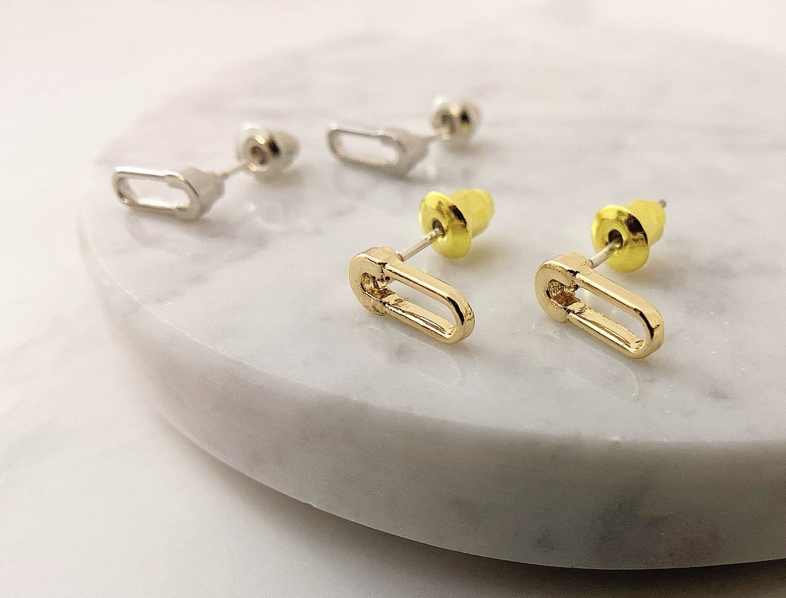 Cute push pin Earrings Safety pin Earrings for women Silver Etsy