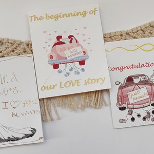 Jeu de 3 cartes de mariage pour les mariés, carte de fête pour les jeunes mariés, cartes de félicitations, carte pour elle/lui, carte pour couple