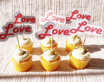 Valentine's cupcake toppers, birthday cake toppers, cupcake decorations, him/her birthday cake decoration, him/her birthday cupcake toppers