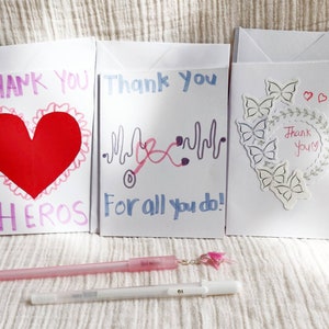 Set of 3- Thank You cards for Front Line Workers, cards for Nurses and Doctors, Healthcare workers, Thank You, cute thank you cards, gift