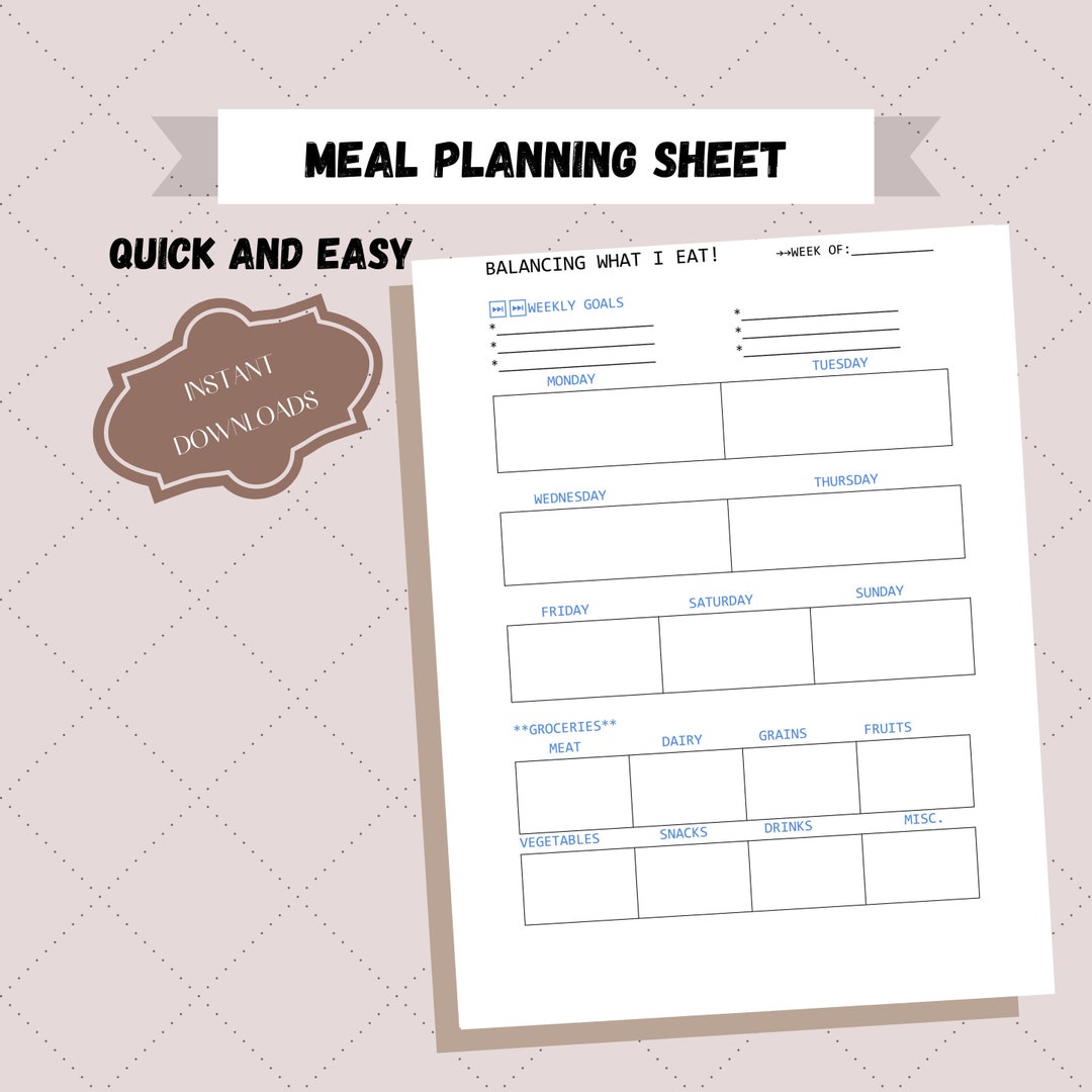 Printable Meal Planning Sheet: Daily Schedule Organizer (digital ...