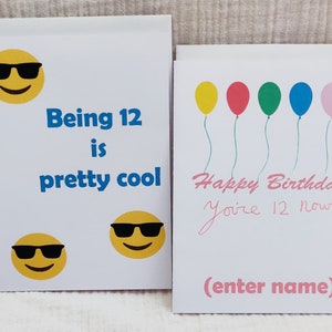 Lot de 2 cartes d'anniversaire design pour tout enfant de 12 ans, carte d'anniversaire pour lui/elle, carte de 12 ans pour garçon/fille, carte d'anniversaire pour fille/fils