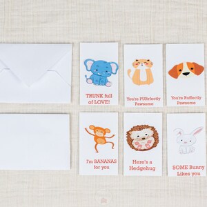 Conjunto de 6 animais diferentes com adesivos Cartões de Dia dos Namorados para crianças, Cartões de Dia dos Namorados para crianças, Cartões de Dia dos Namorados para sala de aula Cartão de Dia dos Namorados para escola