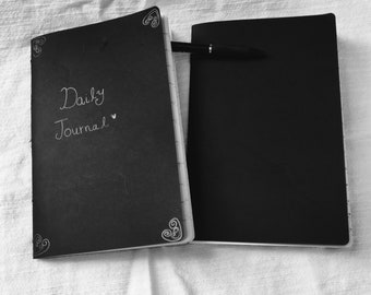 Personalized Black Lined Journal: Handmade Paper Notebook (5x8.5)