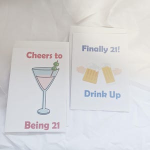Lot de 2 cartes d'anniversaire design pour toute personne de 21 ans, carte d'anniversaire pour lui/elle, carte de 21 ans pour garçon/fille, carte d'anniversaire pour fille/fils