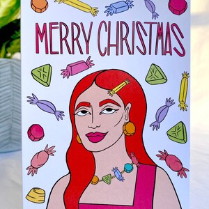 Hochwertige Street Girl Weihnachtskarte, Süße und Farbe Festliche Karte Perfekt für Schokolade und Süßigkeiten Liebhaber. Perfekt für Freunde und Familie.
