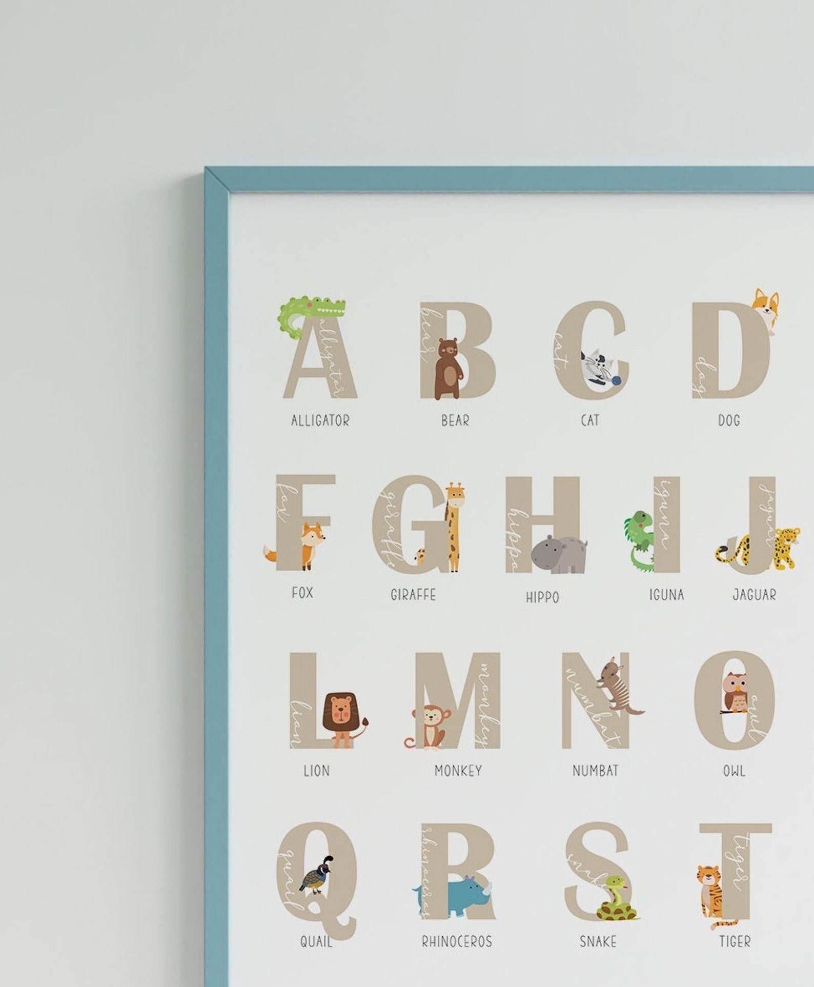 DIGITAL DOWNLOAD, ABC Wall Art Alphabet Poster Alphabet Print Printable ...