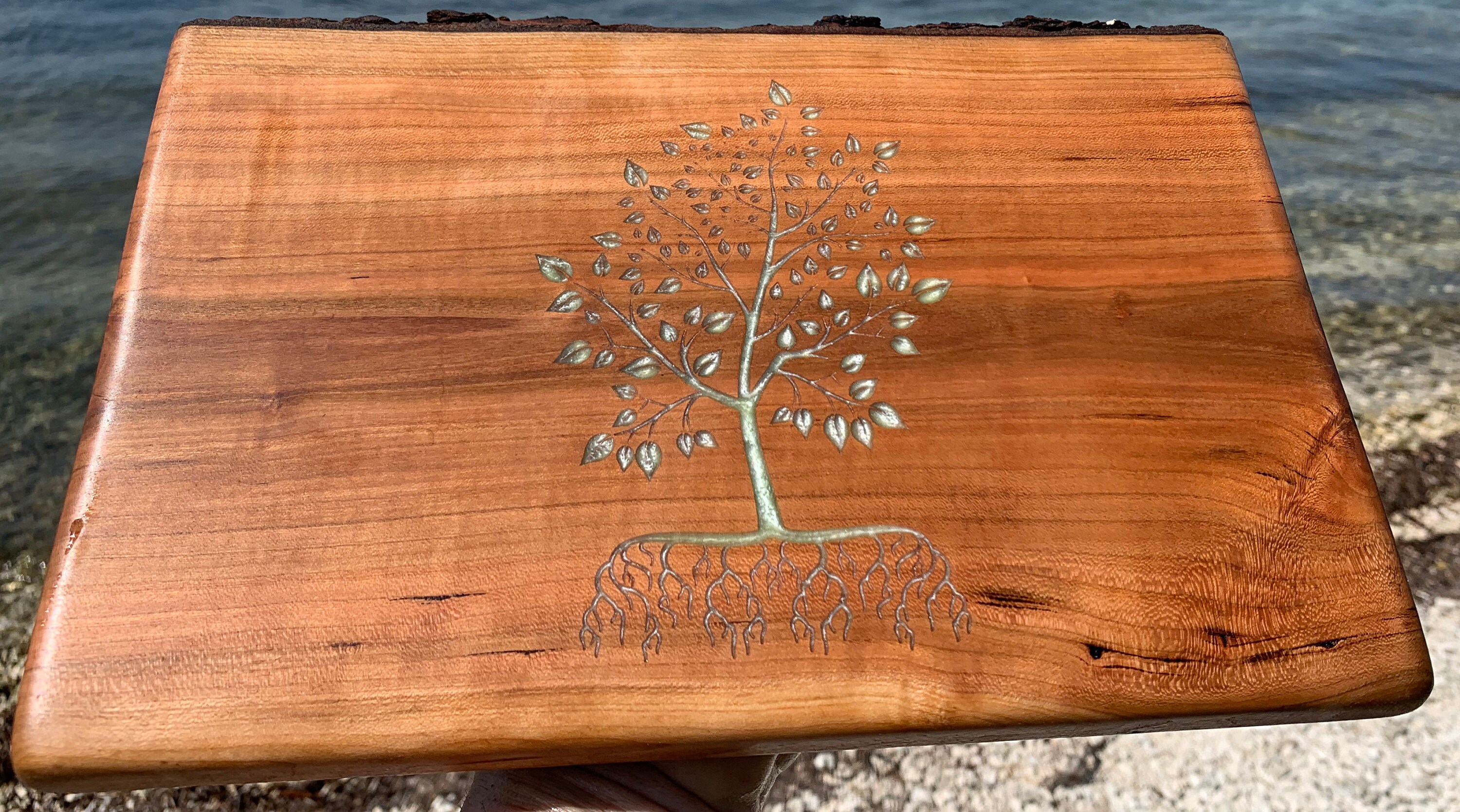 Live edge Cherry wood Display charcuterie wall hanging board. Etsy