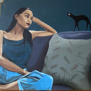 Original Oil Painting on Canvas, &quot;Hanging With My Demons&quot; 2021 by Denise Colgan Strange Wall Art Gift for Living Room