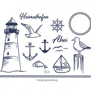 Maritime plotter file &quot;Coastal Love&quot; Svg Png Dxf