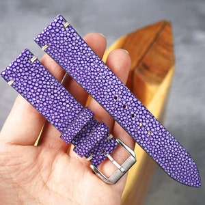 Bespoke Purple Stingray Leather Watch Strap for Tank Watch Must and Solo 16mm 17mm 18mm 19mm 20mm 21mm 22mm 23mm