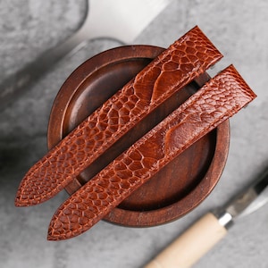 Bespoke Brown Ostrich Leather Watch Strap for Santos, Dumont Roadster Model