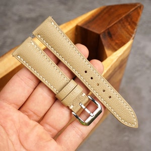 Bespoke Off White, Cream, Taupe Leather Watch Strap for Tank Watch Must and Solo 16mm 17mm 18mm 19mm 20mm 21mm 22mm 23mm