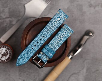 Bespoke Blue Stingray Watch Strap, Panerai Watch Strap, Custom Watch Band 20mm,22mm,24mm,26mm