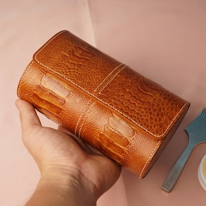 Rotolo di orologi in pelle marrone, scatola di orologi da viaggio fatta a mano, cassa di orologi personalizzata, regalo per uomo, rotolo di orologi per 1 orologio, 2 orologi, 3 orologi, 4 orologi