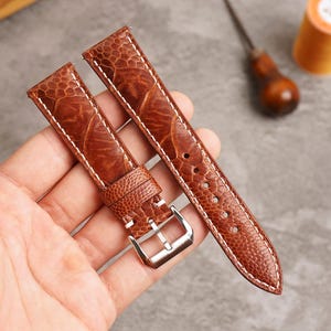 Brown Museum Calf Leather Watch Strap. 16mm, 17mm, 18mm