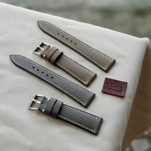 Taupe Epsom Leather Watch Straps, Custom Watch Band 16mm,18mm,19mm,20mm,21mm,22mm,24mm
