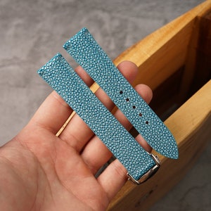 Bespoke Baby Blue Stingray Leather Watch Strap for Omega 18mm 19mm 20mm 21mm 22mm 23mm