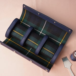 Rotolo di orologi in pelle Navy Togo, scatola per orologi in pelle personalizzata, cassa per orologi da viaggio fatta a mano, regalo da viaggio per 1 orologio, 2 orologi, 3 orologi, 4 orologi