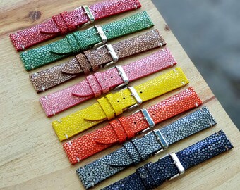 Handmade Stingray Skin Watch Band 16mm,18mm,19mm,20mm,22mm,24mm, Can be customize