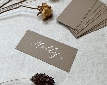 Taupe Light Brown Flat Rectangular Place Cards | Wedding Setting | Event, Party | Stationery