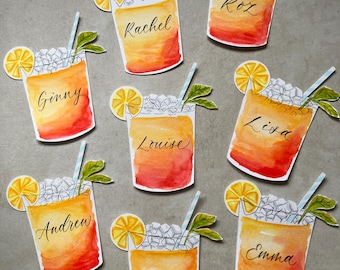 Hand Illustrated Calligraphy Cocktail Place Card | Wedding, Event, Party Setting