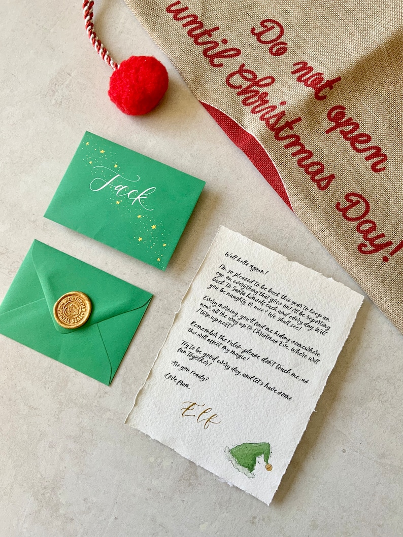 Personalised Letter From Elf: Handmade Calligraphy, North Pole Wax Seal image 1