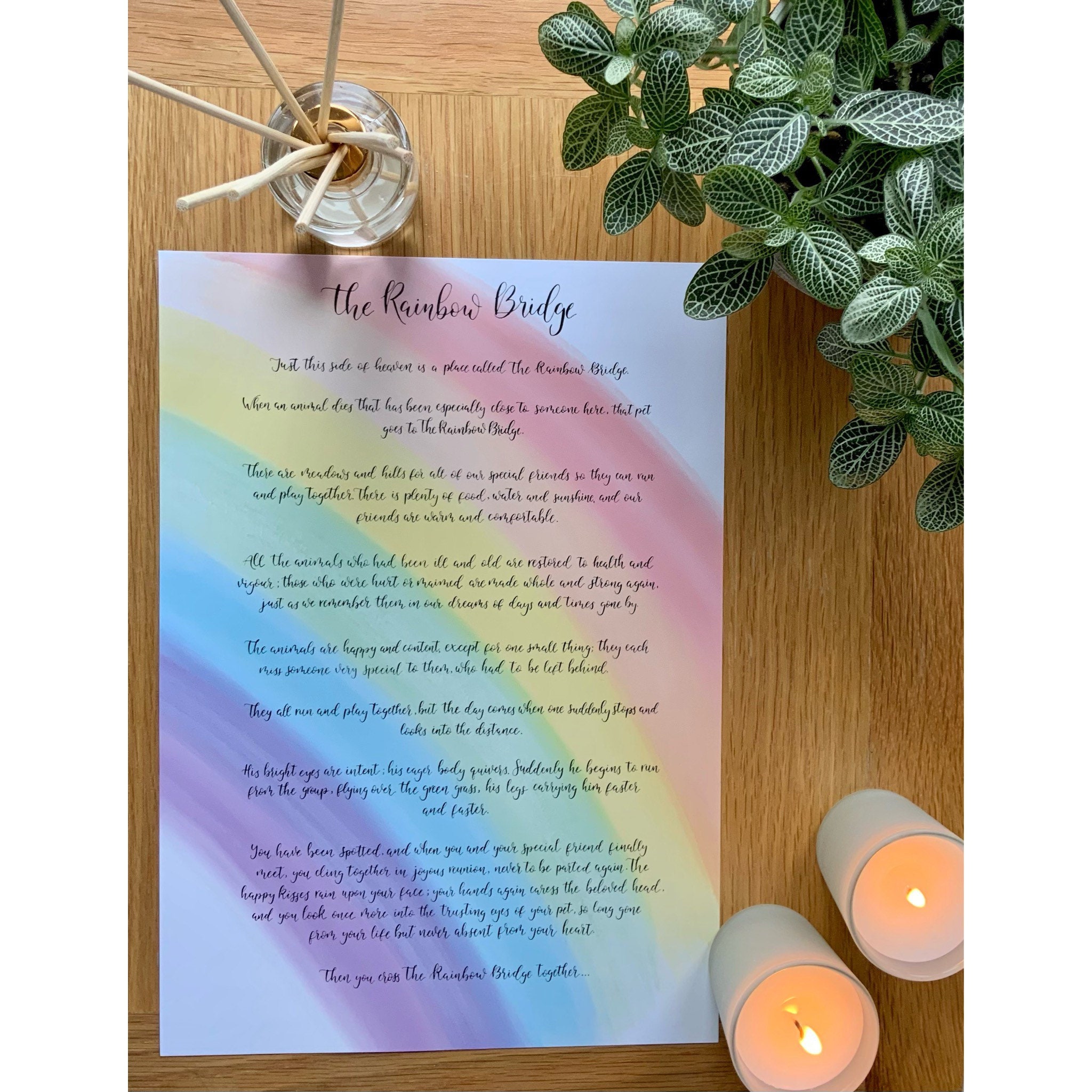 the rainbow bridge poem handwritten digitised print in