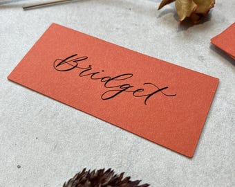 Terracotta Burnt Orange Flat Rectangular Place Cards | Wedding Setting | Event, Party | Stationery | Autumn