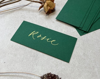 Forest Green Flat Rectangular Place Cards | Wedding Setting | Event, Party | Stationery