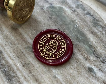 Delivered By Owl Post Wax Seal: Self Adhesive Envelope Label