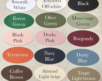 Blank Oval Shaped Place Cards: 15 Colours Available