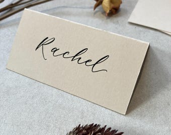 Almond Light Beige Tent Fold Place Cards | Wedding Setting | Event, Party | Stationery