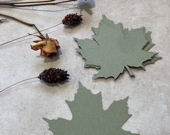 Blank Maple Leaf Place Cards: Terracotta, Moss Green