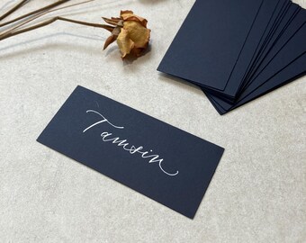 Navy Blue Flat Rectangular Place Cards | Wedding Setting | Party | Outdoor, Rustic Stationery