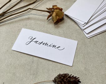 Smooth White Flat Rectangular Place Cards | Wedding Setting | Event, Party | Stationery | Monochrome Luxury