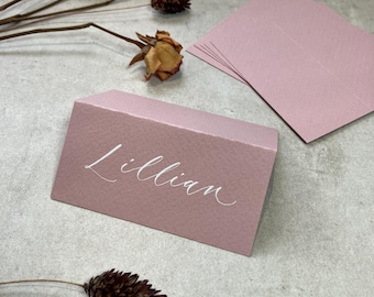 Dusky Pink Tent Fold Place Cards | Wedding Setting | Event, Party | Stationery