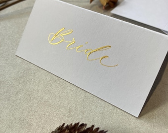 Smooth White Tent Fold Place Cards | Wedding Setting | Event, Party | Stationery | Monochrome