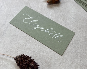 Moss Green Flat Rectangular Place Cards | Wedding Setting | Party | Outdoor, Rustic Stationery