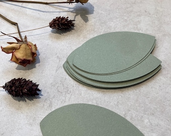 Blank Leaf Shaped Place Cards: Forest Green, Terracotta, Moss Green
