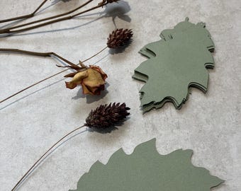 Blank Leaf Shaped Place Cards: Forest Green, Terracotta, Moss Green