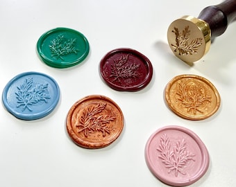 Simple foliage branch wax seals with peel and seal adhesive | range of colours to choose from | pink, gold, copper, blue, green, burgundy