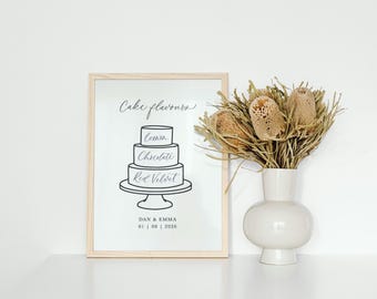 Personalised Wedding Cake Flavours Sign | Bride, Groom | Date