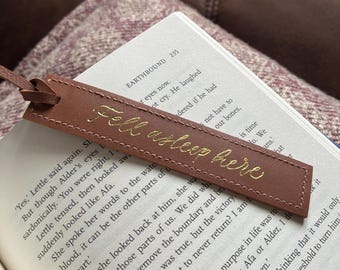 Calligraphy Hot Foiled Small Faux Leather Bookmark | Personalised Hand Lettered | Gift For Book Lovers
