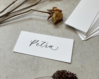 Textured White Flat Rectangular Place Cards | Wedding Setting | Event, Party | Stationery | Monochrome Luxury