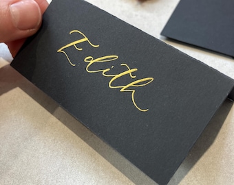 Black Tent Fold Place Cards | Wedding Setting | Event, Party | Stationery