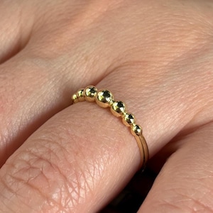 Gold Round Ball Beaded Ring, 14K Gold Plated Ring, Dainty Ball Bead Ring, Minimalist Ring, Gold Stackable Ring, Beaded Band Ring, Gift