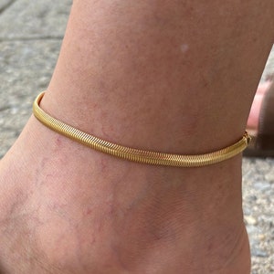 18K Gold Filled Snake Anklet, Gold Herringbone Anklet, Gold Filled Anklet, Snake Chain Anklet, Minimalist Anklet, Waterproof Anklet Bracelet