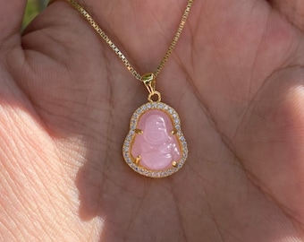 Rose quartz outlet buddha necklace