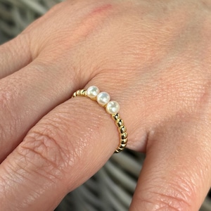Süßwasserperle Perlen Ring, Gold Perle Ring, Gold Perle Ring, Gold Perle Ring, Geschenk für sie, Gold überzogen